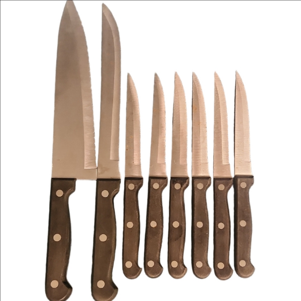Stainless Steel Knife Set with Black Handles